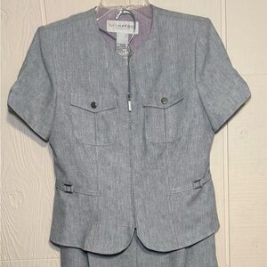 Sag Harbor Light Gray Short Sleeve Pant and Skirt Suit Set 3 pc Women’s 8 Perite
